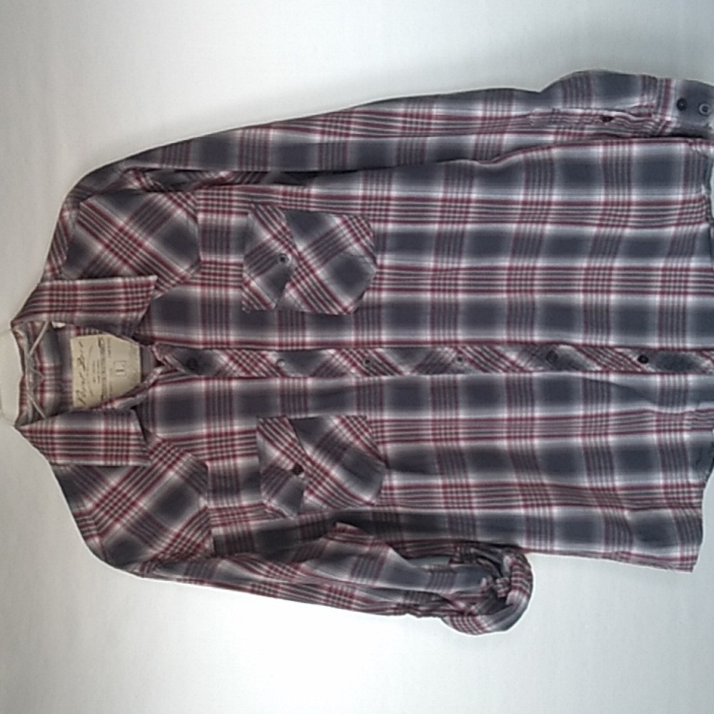 Point Zero Grey Plaid Button Up Long sleeve Shirt Size L
